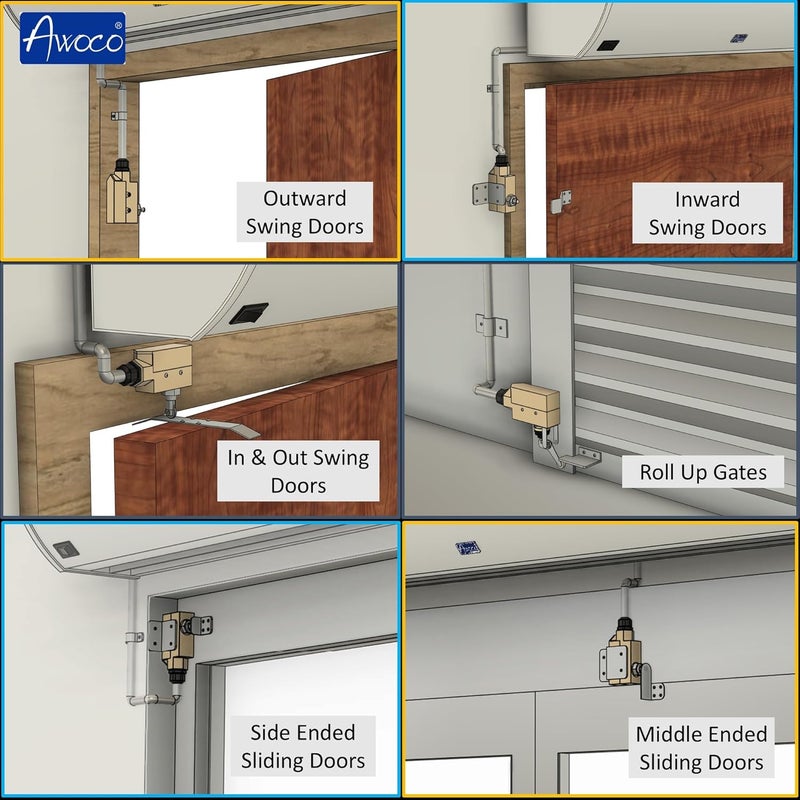 Awoco Heavy Duty Commercial Door Micro Switch with Cross Roller Plunger for Air Curtains, 250V 20A IP 65 Limit Switch Type NO and Type NC (TZ-6003-20A) - Image 4